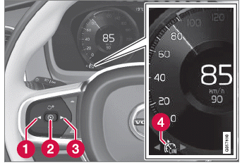 Volvo XC60. Geschwindigkeitsbegrenzung auswählen und aktivieren