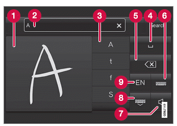 Volvo XC60. Zeichen, Buchstaben und Worte im Center Display von Hand schreiben