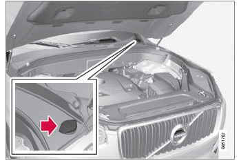 Volvo XC60. Einfüllöffnung für Scheibenwaschflüssigkeit
