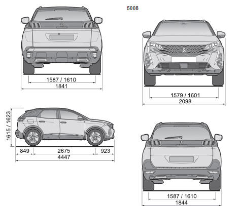 Peugeot 5008. Abmessungen 