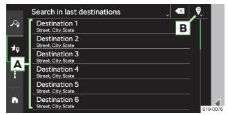 Skoda Kodiaq. Liste der gespeicherten Ziele