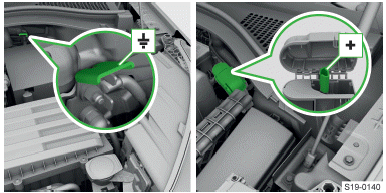 Skoda Kodiaq. Starthilfekabel anklemmen